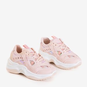 Světle růžové tenisky s holografickými vložkami Etana - obuv