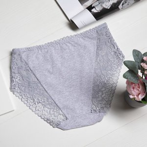 Světle šedé krajkové dámské kalhotky PLUS SIZE - Spodní prádlo