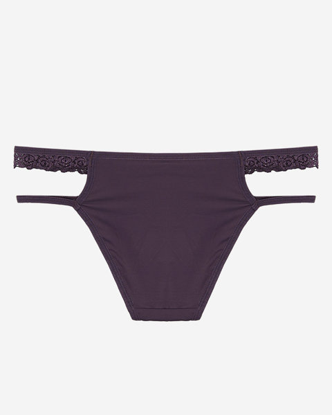Tmavě fialové krajkové kalhotky pro ženy, brazilský typ s krajkou - Spodní prádlo