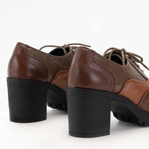 Tmavě hnědé dámské boty na sloupku Tiarino - Obuv