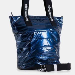 Tmavě modrá dámská prošívaná nákupní taška - Kabelky
