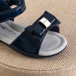 Tmavě modré dětské sandály s mašlí Meeo - boty