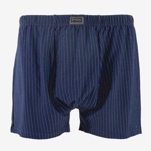 Tmavě modré pánské bavlněné boxerky s modrými pruhy PLUS SIZE - Spodní prádlo