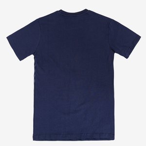 Tmavě modré pánské bavlněné tričko s potiskem - Oblečení