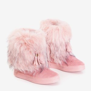 Tmavě růžové dámské sněhové boty s třásněmi Astride - Obuv