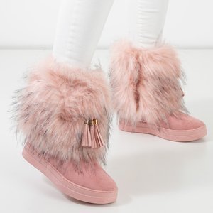 Tmavě růžové dámské sněhové boty s třásněmi Astride - Obuv