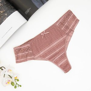 Tmavě růžové krajkové brazilské kalhotky - Spodní prádlo