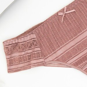Tmavě růžové krajkové brazilské kalhotky - Spodní prádlo