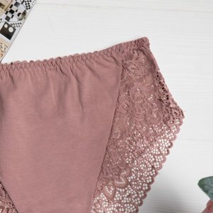 Tmavě růžové krajkové dámské kalhotky PLUS SIZE - Spodní prádlo
