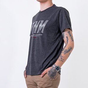 Tmavě šedé bavlněné tričko pro muže - Oblečení