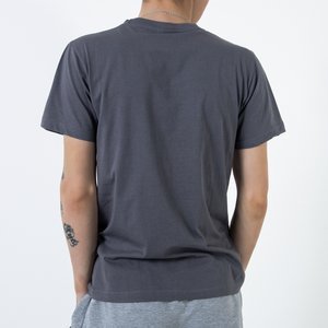 Tmavě šedé bavlněné tričko s potiskem - Oblečení