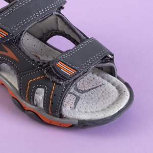 Tmavě šedé chlapecké sandály na suchý zip Abbu - Obuv