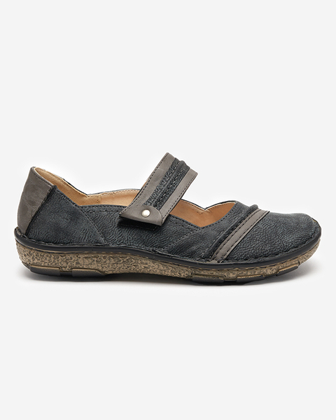 Tmavě šedé dámské boty na suchý zip Elgasi- Obuv