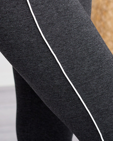 Tmavě šedé dámské sportovní bavlněné legíny - oblečení