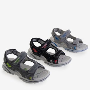 Tmavě šedé dětské sandály se suchým zipem - boty