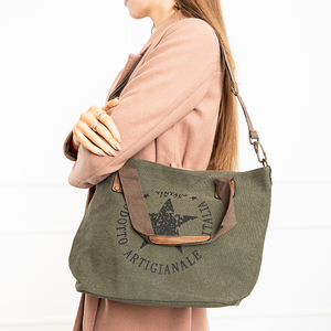 Tmavě zelená dámská shopper taška s potiskem - Doplňky