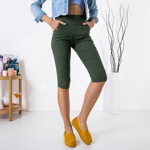 Tmavě zelené dámské krátké kapesní treggings - Oblečení