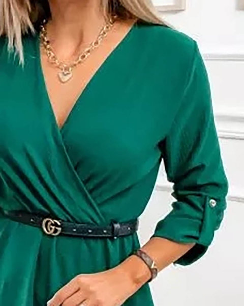 Tmavě zelené dámské krátké šaty - Oblečení
