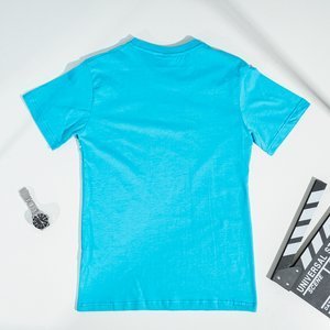 Tyrkysové pánské tričko s potiskem - Oblečení