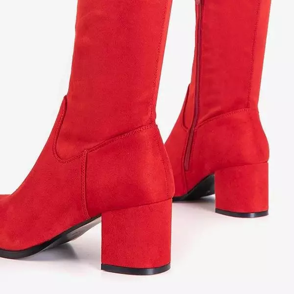 VÝPRODEJ Červené dámské kozačky přes koleno - boty Elvina
