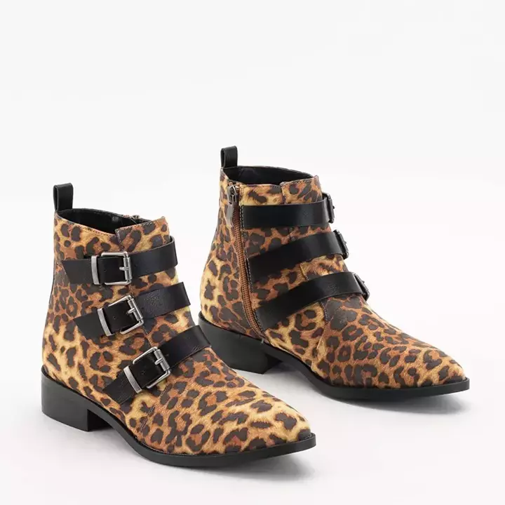 VÝPRODEJ Dámské boty s leopardím vzorem na plochém podpatku Leopado - Obuv