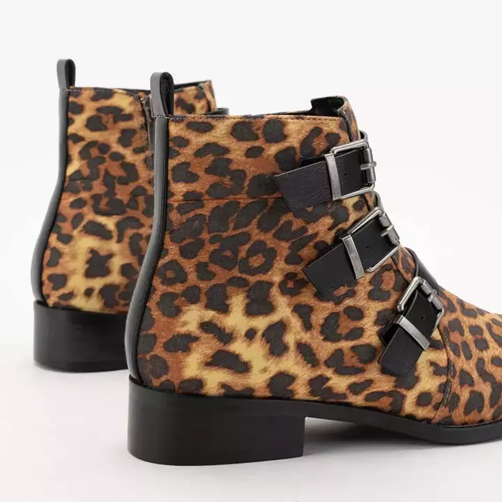 VÝPRODEJ Dámské boty s leopardím vzorem na plochém podpatku Leopado - Obuv