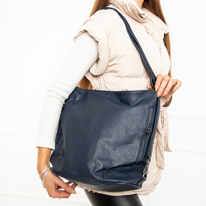 Velká tmavě modrá dámská kabelka - batoh z eko kůže - Doplňky