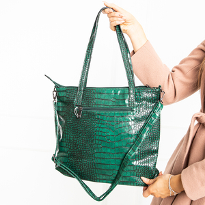 Zelená dámská velká embosovaná kabelka - Doplňky