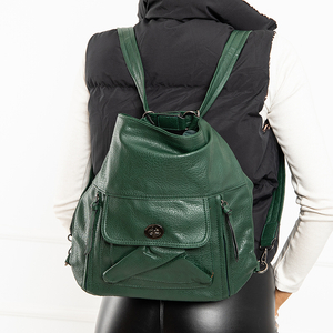 Zelená velká dámská kabelka - batoh z eko kůže - Doplňky