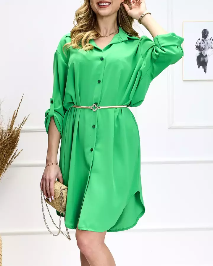 Zelené dámské košilové šaty s knoflíky - Oblečení