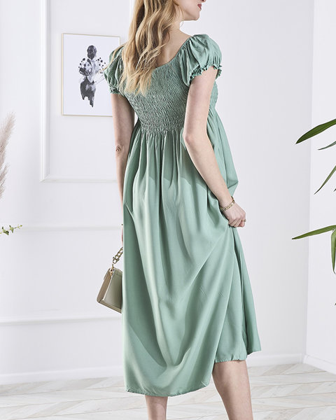 Zelené dámské midi šaty a'la hiszpanka- Oblečení