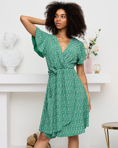 Zelené dámské rozevláté květinové šaty - Oblečení