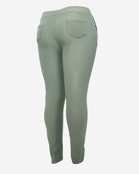 Zelené dámské tregínové kalhoty PLUS SIZE- Oblečení