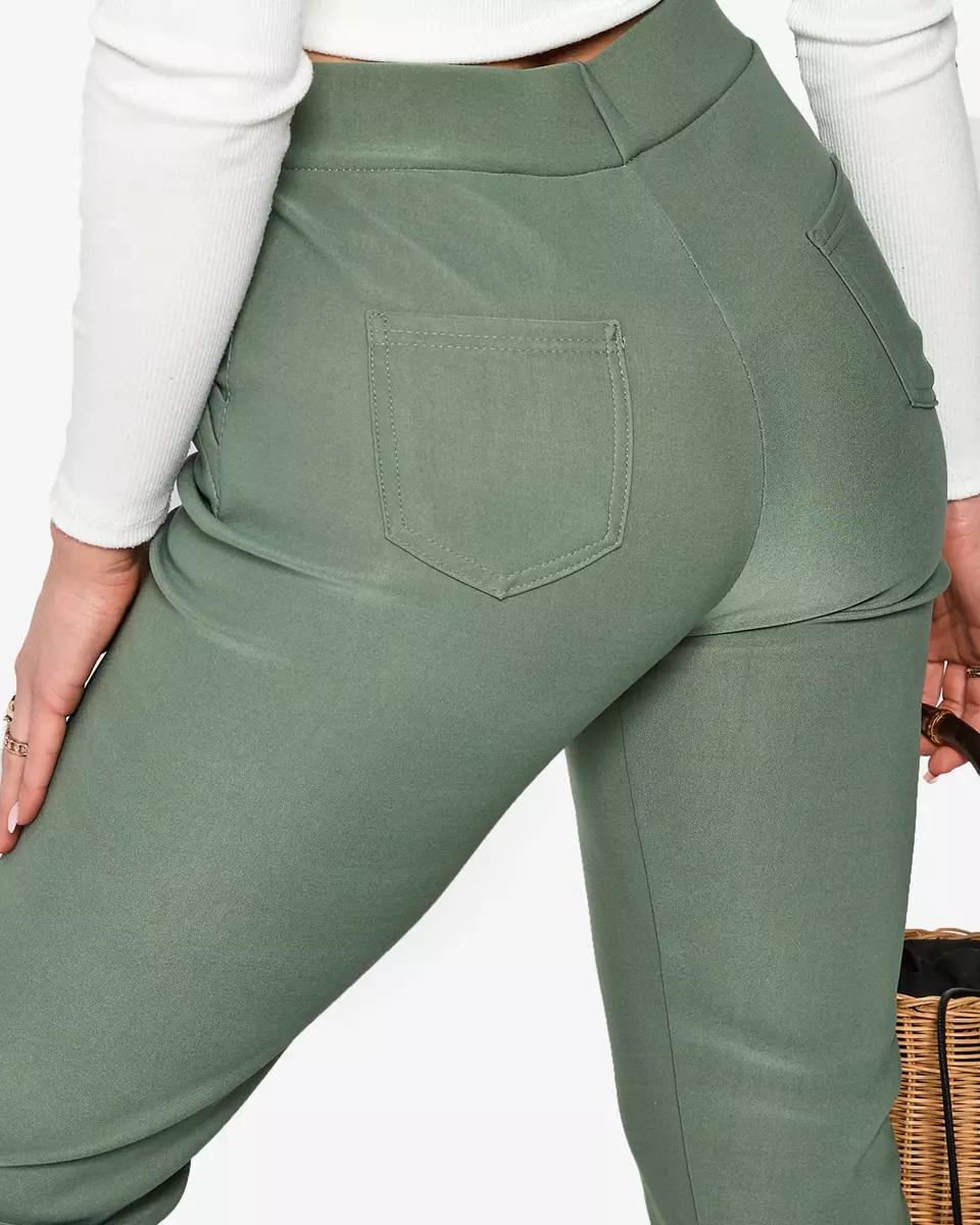Zelené dámské tregínové kalhoty PLUS SIZE- Oblečení