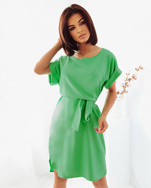 Zelené letní šaty se zavazováním a krátkými rukávy - Oblečení