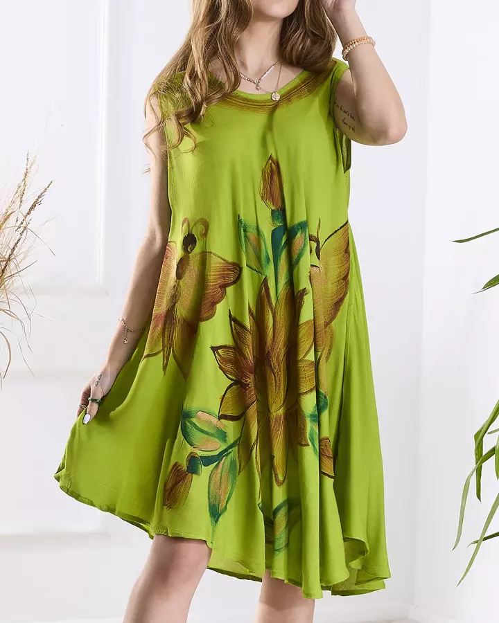 Zelené plážové šaty-sukně s barevným potiskem - Oblečení