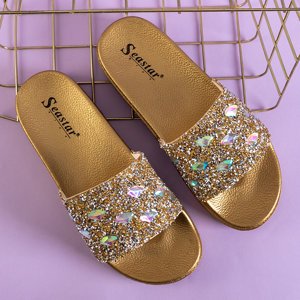 Zlaté dámské pantofle na platformě se zirkony Sailor - obuv