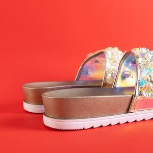 Zlaté dámské sandály na platformě s ozdobami Maurelle - Obuv