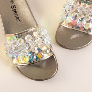 Zlaté dámské sandály s kameny Halpasi - obuv