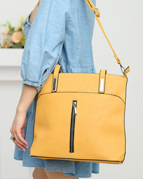 Žlutá dámská shopper taška s kapsami - Příslušenství