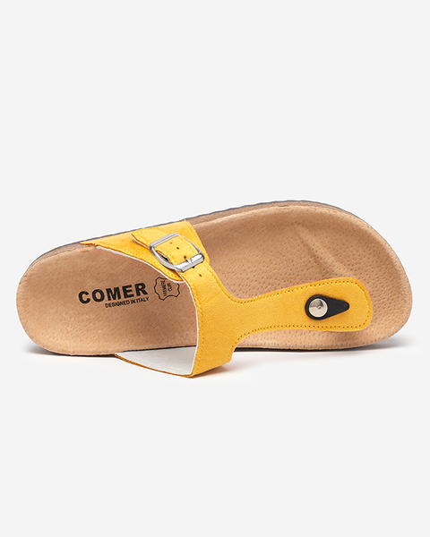 Žluté dámské eko semišové sandály Sodifo- Footwear
