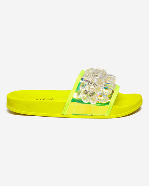 Žluté dámské gumové pantofle s krystaly Omisa - Obuv