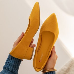 Žluté dámské lodičky Clementia ploché podpatky - boty