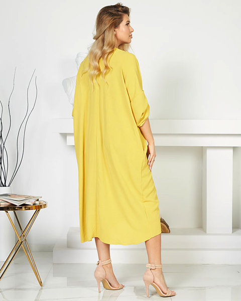 Žluté dámské midi šaty oversize - Oblečení