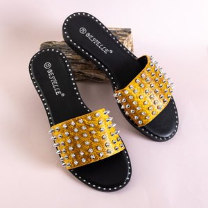 Žluté dámské pantofle s cvočky a tryskami Maurella - Obuv