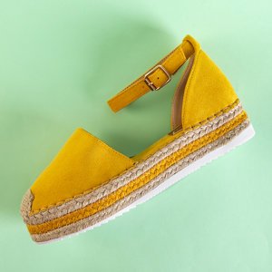 Žluté dámské sandály a'la espadrilles na platformě Palira-Shoes
