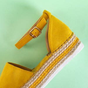 Žluté dámské sandály a'la espadrilles na platformě Palira-Shoes