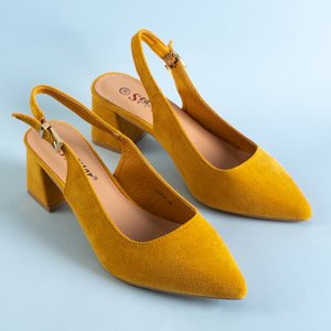 Žluté dámské sandály z eko semiše na sloupku Panella - obuv