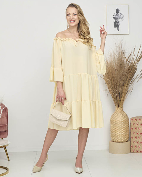Žluté dámské šaty s volánky a'la hiszpanka PLUS SIZE - Oblečení