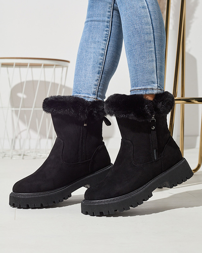Dámské černé kozačky z ekokůže s kožešinou Lertipa- Obuv